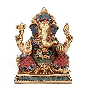 Ganesh réz szobor, többszínű, 20cm - Bodhi kép