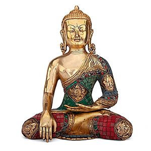Buddha réz szobor, többszínű, 30cm - Bodhi kép