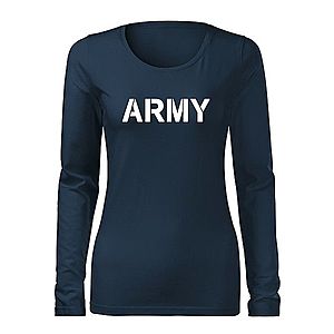 DRAGOWA Slim női hosszú ujjú póló army, sötétkék 160g/m2 kép