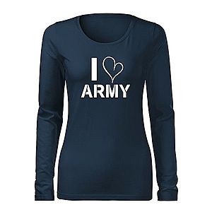 DRAGOWA Slim női hosszú ujjú póló i love army, sötétkék 160g/m2 kép