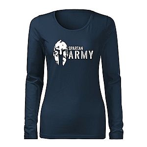 DRAGOWA Slim női hosszú ujjú póló spartan army, sötétkék 160g/m2 kép