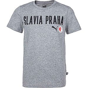 Puma Slavia Prague Graphic Tee Jr GRY Fiú póló, szürke, veľkosť 164 kép