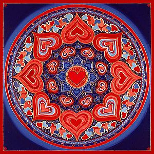 Mandala falikép - Szerelem kék piros kép