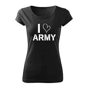 DRAGOWA női rövid ujjú trikó i love army, fekete 150g/m2 kép
