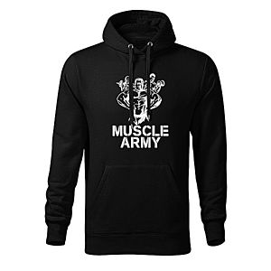 DRAGOWA kapucnis férfi pulóver muscle army team, fekete 320g / m2 kép