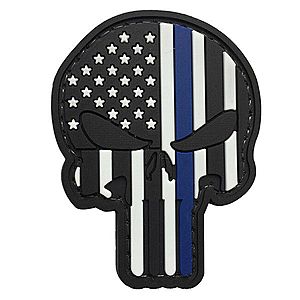WARAGOD Tapasz 3D US Patriot Punisher blue line 7.5x5cm kép