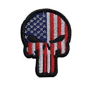 WARAGOD Tapasz Embroidery Patriot Punisher US Flag 6x4.5cm kép