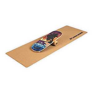 BoarderKING Indoorboard Classic, egyensúlyozó deszka, alátét, henger, fa / parafa, piros kép