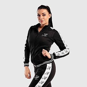Női fitness cipzáros pulcsi Iron Aesthetics Striped, fekete kép