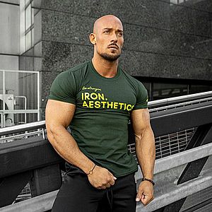 Férfi fitness póló Iron Aesthetics Be Stronger, zöld kép