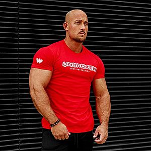 Férfi fitness póló Iron Aesthetics Unbroken, piros kép