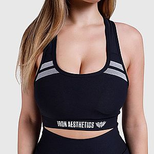 Női sportmelltartó Double Stripe - Iron Aeshtetics, fekete kép