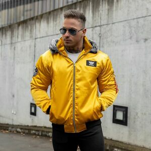 Férfi átmeneti dzseki szőrmés kapucnival Iron Aesthetics, sárga kép