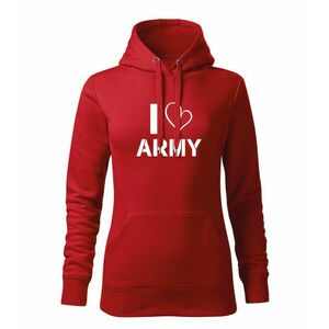 DRAGOWA kapucnis női pulóver I love army, piros 320g / m2 kép
