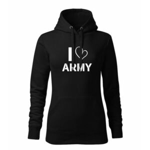 DRAGOWA kapucnis női pulóver i love army, fekete 320g / m2 kép