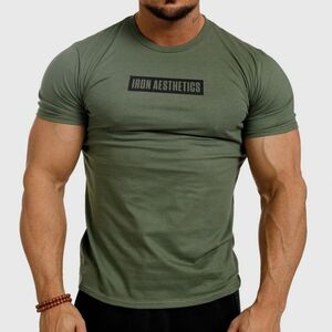 Férfi fitness póló Iron Aesthetics Boxed, katonazöld kép