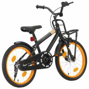 vidaXL fekete és narancssárga gyerekkerékpár elülső hordozóval 18" kép