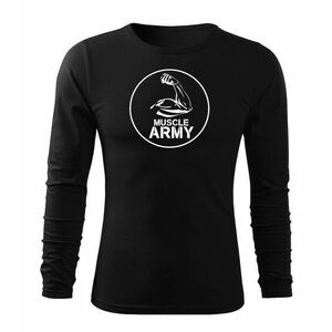 DRAGOWA Fit-T hosszú ujjú póló muscle army biceps, fekete 160g/m2 kép