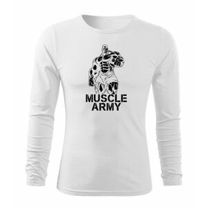 DRAGOWA Fit-T hosszú ujjú póló muscle army man, fehér 160g/m2 kép