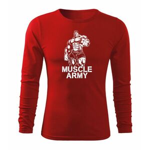 DRAGOWA Fit-T hosszú ujjú póló muscle army man, piros 160g/m2 kép