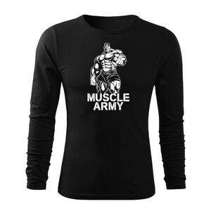 DRAGOWA Fit-T hosszú ujjú póló muscle army man, fekete 160g/m2 kép
