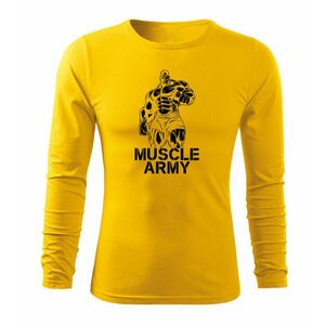 DRAGOWA Fit-T hosszú ujjú póló muscle army man, sárga 160g/m2 kép