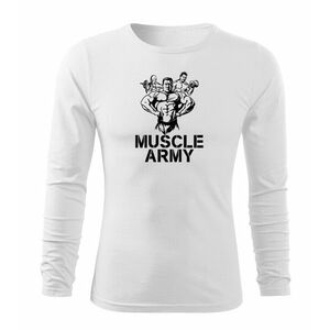 DRAGOWA Fit-T hosszú ujjú póló muscle army team, fehér 160g/m2 kép
