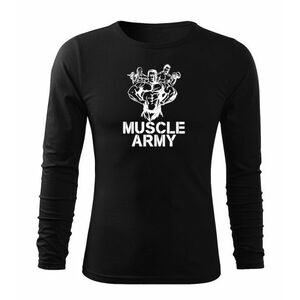 DRAGOWA Fit-T hosszú ujjú póló muscle army team, fekete 160g/m2 kép