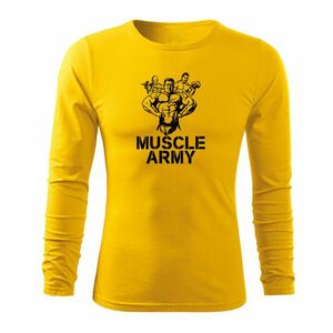 DRAGOWA Fit-T hosszú ujjú póló muscle army team, sárga 160g/m2 kép