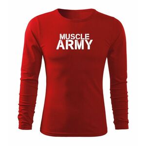 DRAGOWA Fit-T hosszú ujjú póló muscle army, piros 160g/m2 kép