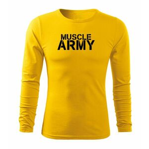 DRAGOWA Fit-T hosszú ujjú póló muscle army, sárga 160g/m2 kép