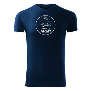 DRAGOWA fitness póló muscle army biceps, kék 180g/m2 kép