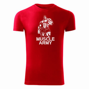 DRAGOWA fitness póló muscle army man, piros 180g/m2 kép