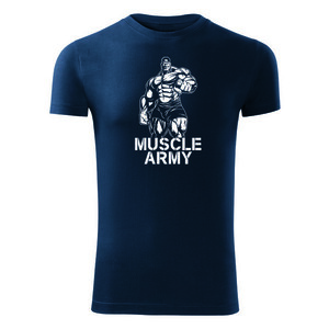 DRAGOWA fitness póló muscle army man, kék 180g/m2 kép