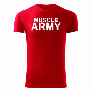 DRAGOWA fitness póló muscle army, piros 180g/m2 kép