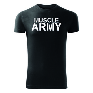 DRAGOWA fitness póló muscle army, fekete 180g/m2 kép