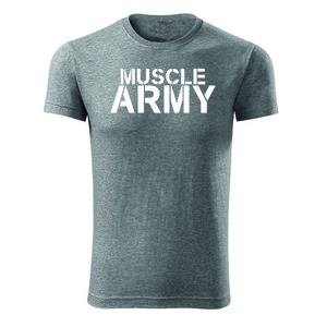DRAGOWA fitness póló muscle army, szürke 180g/m2 kép