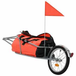 vidaXL kerékpár-utánfutó narancssárga/fekete táskával kép