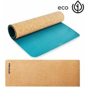 Spokey SAVASANA jóga gyakorlószőnyeg parafa, kék, 4 mm, szíjjal együtt kép