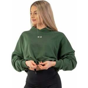 Nebbia Loose Fit Crop Hoodie Iconic Dark Green XS-S Fitness pulóverek kép