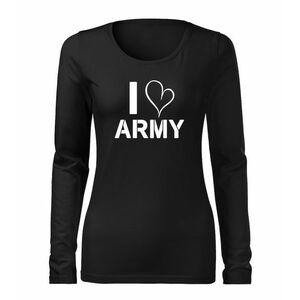 DRAGOWA Slim női hosszú ujjú póló i love army, fekete 160g/m2 kép