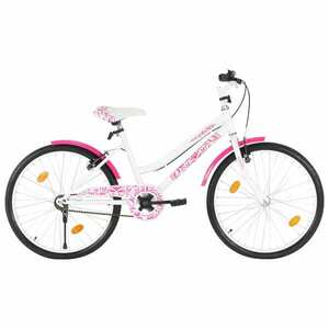 vidaXL rózsaszín és fehér gyerekkerékpár 24" kép