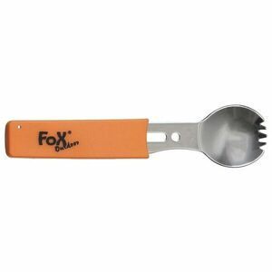 FoxOutdoor többfunkicós kanál, rozsdamentes acél, narancssárga fogantyú kép