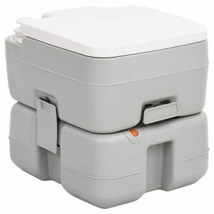 vidaXL szürke-fehér HDPE hordozható kemping WC 15+10 L kép