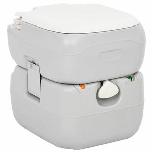 vidaXL szürke-fehér HDPE hordozható kemping WC 22+12 L kép