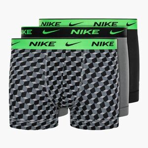 Férfi boxeralsó Nike Everyday Cotton Stretch Trunk 3Pk BAU geo block print/hűvös szürke/fekete kép