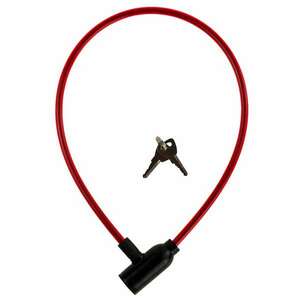 Kerékpárzár 2 kulccsal, 80 cm, 3 mm kábel, piros kép