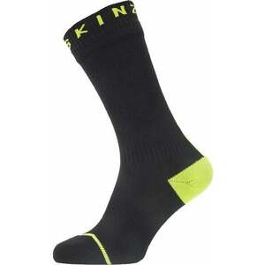 Sealskinz Waterproof All Weather Mid Length Sock With Hydrostop Black/Neon Yellow M Kerékpáros zoknik kép