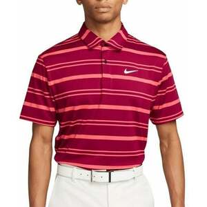 Nike Dri-Fit Tour Mens Polo Shirt Stripe Noble Red/Ember Glow/White L kép