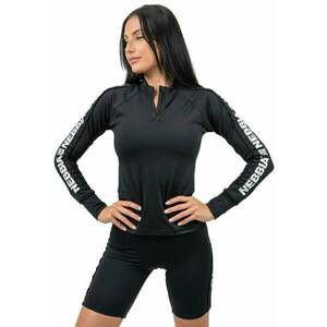 Nebbia Long Sleeve Zipper Top Winner Black M Fitness póló kép